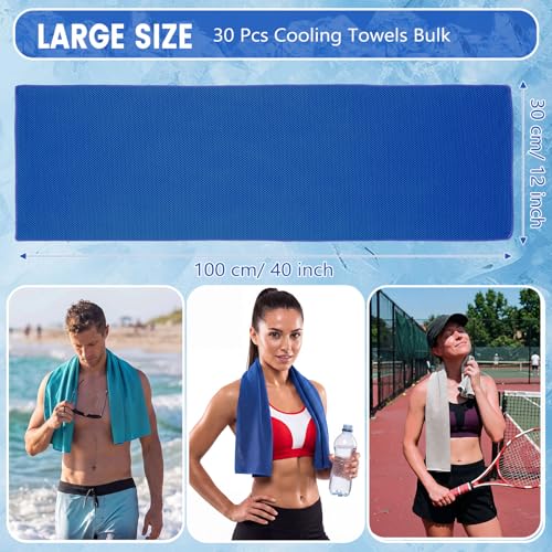 Hosuly 30 Pack Cooling Towels Bulk Microfiber Breathable, Cool Color - color: Cool Color