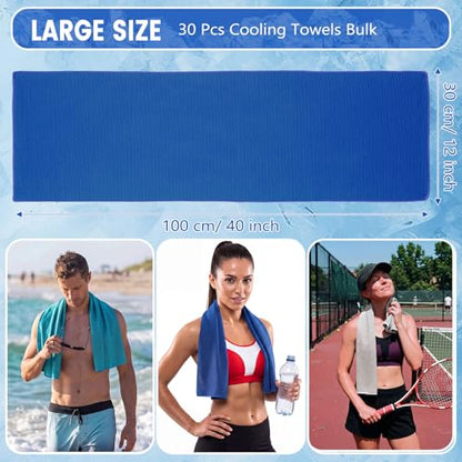 Hosuly 30 Pack Cooling Towels Bulk Microfiber Breathable, Cool Color - color: Cool Color