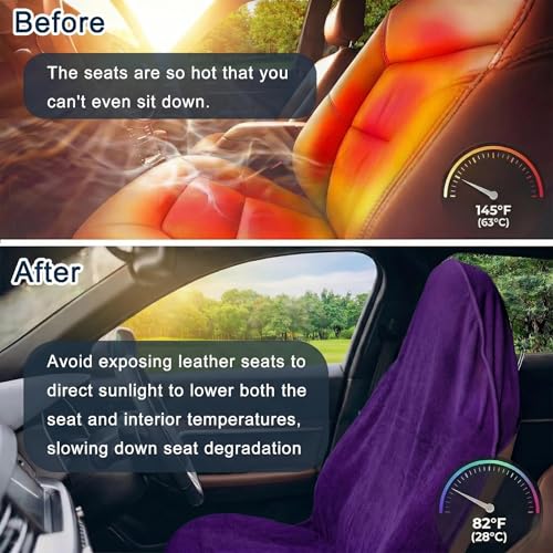 Car Seat Towel Cover, Universal Front Seat Protector for Cars, SUVs and Trucks, Sweat Towel Car Seat Cover for Gym, Yoga, Swimming, Pets and Family Travel, Profound Purple, 2 Pack - color: Profound Purple