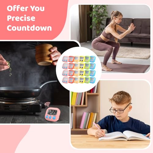 24 PCS Bulk Digital Timer, Timers for Classroom, On/Off Switch Minute Second Countdown Big LCD Display Timer, Loud Alarm for Exercise Cook Baking Teacher