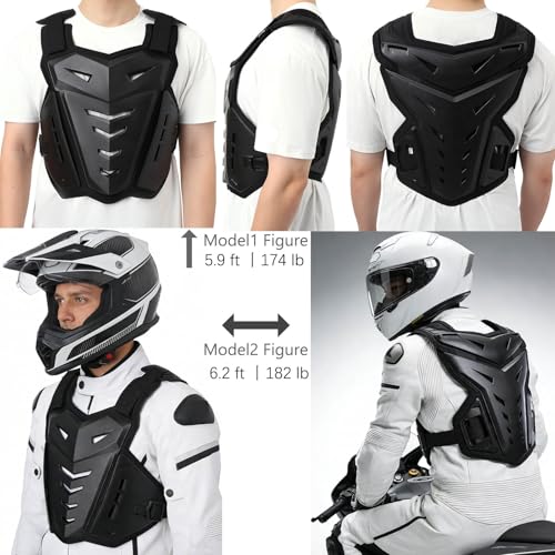 Motorcycle Armor Body Guard Vest, Street Bike Riding Off-Road Racing Cycling Skiing Motocross Adult Chest Protector - color: Black