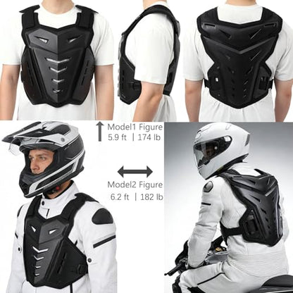 Motorcycle Armor Body Guard Vest, Street Bike Riding Off-Road Racing Cycling Skiing Motocross Adult Chest Protector - color: Black