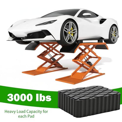 4pcs Solid Rubber Auto Lift Pads, Heavy Duty Car Lift Blocks 6-1/3" x 4-3/4" x 2", Universal Anti-Skid Rubber Spacer Blocks for Car Lift, Jacks and Racks, 3000 LBS Capacity for Each Pad