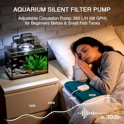 2 Gallon Betta Fish Tank, Small Aquarium Kit,Glass Small Fish Tank,Betta Fish Tank with a lid and Light and Filter, Small Transparent Glass Fish Tank with Light and Filter (Black Glass Background) - size: 2 Gallon