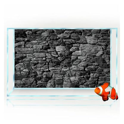Aquarium Background Aquarium Background Sticker Marble Black Stone Rock Wall Wallpaper Fish Tank Reptile Habitat Terrariums Decorations(40x60cm 16x24in) - size: 40x60cm 16x24in
