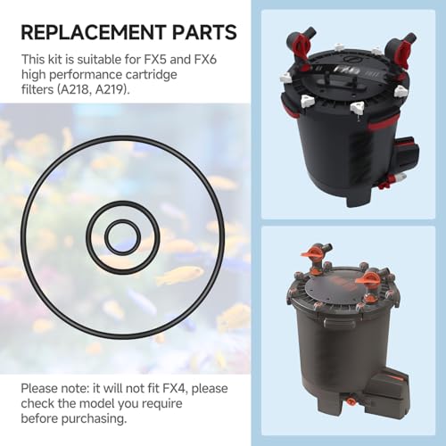 O-Ring Seal kit for FX5/FX6 Aquarium Cartridge Filter Compatible with Fluval A-20207, A-20210, A-20212 Replacement Parts