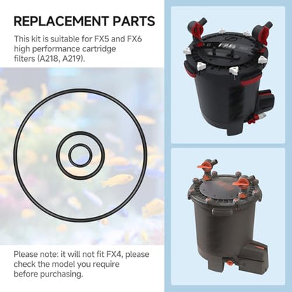 O-Ring Seal kit for FX5/FX6 Aquarium Cartridge Filter Compatible with Fluval A-20207, A-20210, A-20212 Replacement Parts