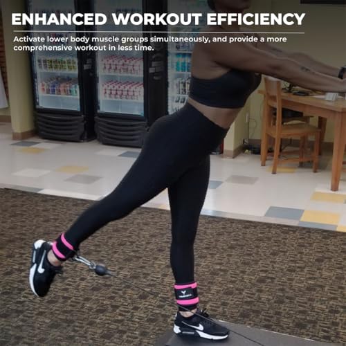 Adjustable Gym Ankle Straps for Cable Machines Women & Men, Glute Kickbacks - color: Pink, size: Single