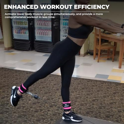 Adjustable Gym Ankle Straps for Cable Machines Women & Men, Glute Kickbacks - color: Pink, size: Single