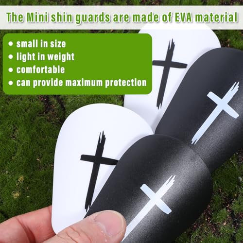 2 Pairs Black & White Cross Shin Guards Soccer Extra Mini Shins Guard 3 x2 Inch Small Shin Guards Comfortable Light Shin Pads Ultra Miniature Shins Guard Soccer for Men Women - color: black, white
