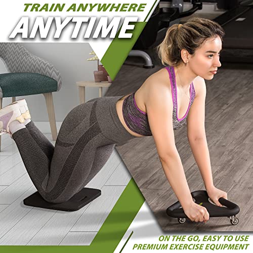 BODY RHYTHM Abdominal & Core Coaster Strength Workout Trainer, Ab Wheel Roller Exercise Machine with Knee Mat for Home Gym Workout Fitness.