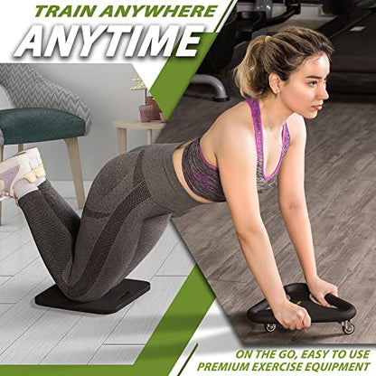 BODY RHYTHM Abdominal & Core Coaster Strength Workout Trainer, Ab Wheel Roller Exercise Machine with Knee Mat for Home Gym Workout Fitness.
