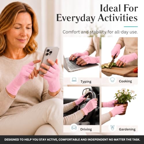 Vive Arthritis Gloves - Men, Women Rheumatoid Compression Hand Glove - color: Pink, size: X-Small
