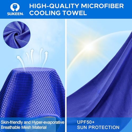 Sukeen 6 Pack Cooling Towels (40"x12") for Neck and Face, Gym Sweat Towels - color: Sky Blue/Rose Red/Emerald Green/Dark Gray/Lavender/Royal Blue