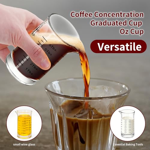 1Pc 3 Oz Glass Measuring Cup,Borosilicate Shot Glass with V-Shaped Spout-Black Red Line 90ml Precision Measuring Cup for Kitchen & Bar (1, Black) - color: Black