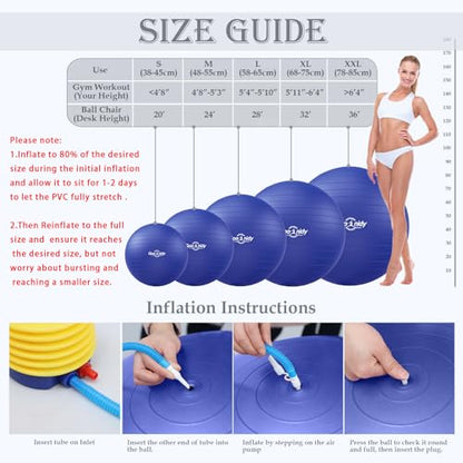 Soft Exercise Ball, Yoga Pregnancy Ball Chair, Pilates Equipment with Pump - color: Blue, size: S(15-18inch/38-45cm)