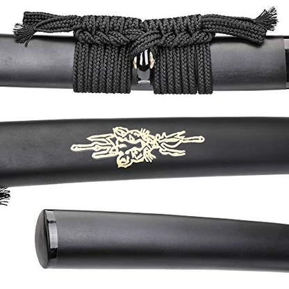 Katana Handmade Full Tang Sharp, Alloy Tsuba Japanese Samurai Sword High Carbon Steel 1060,T10 1095, 40-Inch - color: Golden Skull