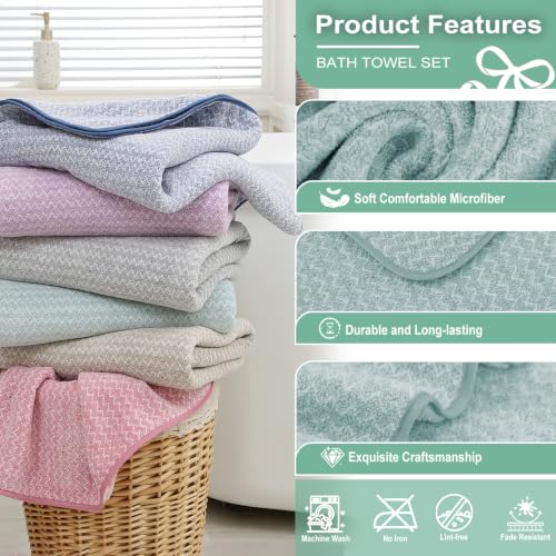 JML Microfiber Bath Towels, 2 Pack, 30x60 in, Fine Wave Green - color: Cationic Fine Wave Green, size: 30 in x 60 in