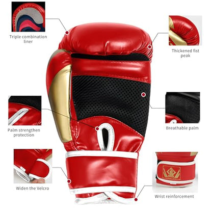 Kids Boxing Training Gloves, Sparring Boxing Gloves for Boys Girls - color: Red, size: 12 oz