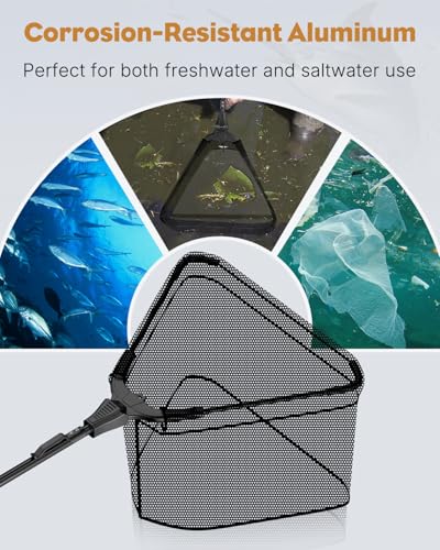Pawfly Fishing Net with Collapsible Aluminum Handle and Nylon Mesh for Aquarium Pond Freshwater and Saltwater, Minnow Net for Bait and Trout, Portable Fishing Landing Net - size: 12" x 14"