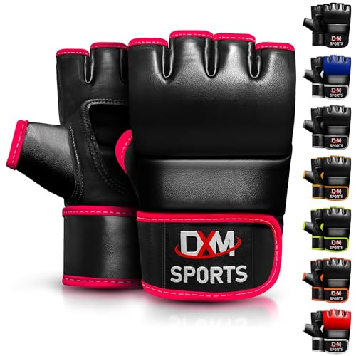 DXM SPORTS MMA Gloves for Men & Women, Martial Arts Bag Gloves, Kickboxing Gloves with Open Palms, Boxing Gloves for Punching Bag, Sparring, Muay Thai, MMA - color: Pink, size: Small