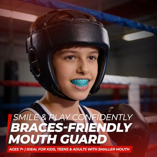 Mouth Guard for Braces - Kids Ages 7-10, Upper & Lower, No-Boil - color: Blue, size: Youth UpTo 10 Year