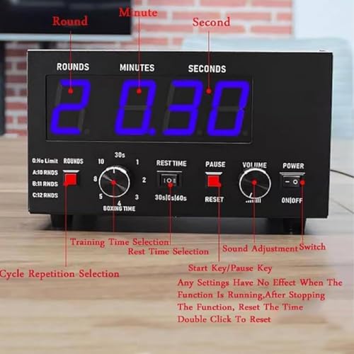 Led Interval Timer, Professional Gym Timer, Selectable Unlimited Rounds, Adjustable Sound Volume/Exercise Time,Red - color: Red