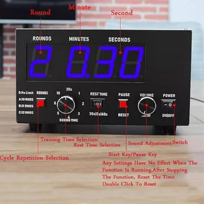 Led Interval Timer, Professional Gym Timer, Selectable Unlimited Rounds, Adjustable Sound Volume/Exercise Time,Red - color: Red