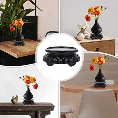 Alipis Rotating Bonsai Pedestal 5.11In Round Fish Tank Flowerpot Base Vase Display Stand for Home Office Garden Decoration