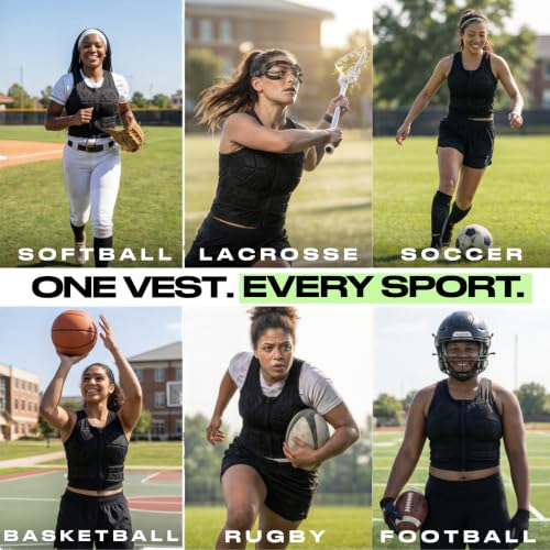 Zena Sport - Adult Chest Protector Vest for Women - Front Zip Padded Compression Vest - for Contact Sports, Lacrosse, & More - size: Large