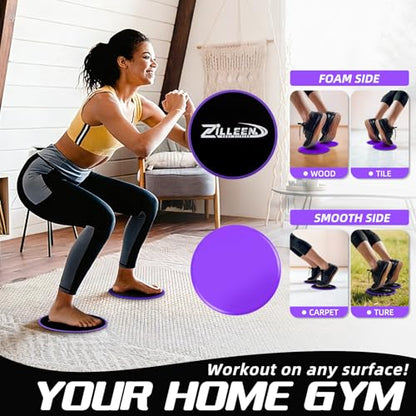 ZILLEEN Exercise Sliders for Working Out Pilates Fitness Discs 2pcs - color: Purple