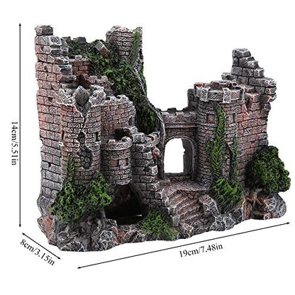 Aquarium Castle Decoration,Betta House Hide Castle,Simulation Resin Hide House Fish Tank Aquarium Ornaments Decor