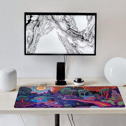 Larger Mouse Pad with Anti-fray Stitching, Premium-Textured & Waterproof Computer Mousepad with Non-Slip Rubber Base, Gaming Mouse Mat for Laptop Office & Home, (Pink,Landscape) 32"X12" Ergonomic Y-1B