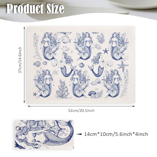 SUPERDANT 5PCS Mermaids Underglaze Paper Transfer Underwater World Transfer Paper for Clay Ceramic Porcelain Under Glaze Transfers for Pottery Blue Enamel Decals Papers Handcrafted Gifts - style: Mermaids