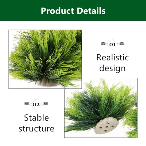 4 Pcs Fish Tank Plants Charming Plastic Aquarium Plants with Weighted Base for Fish Tank Decor Accessories, Green