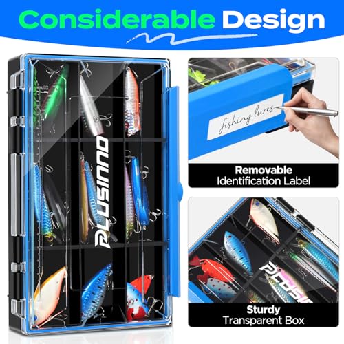 PLUSINNO Tackle Box Organizer, 1/2 Packs Waterproof Tackle Trays, Fishing Tackle Box with Removable Dividers, Fishing Box Tackle Trays and Terminal Tackle Storage - style: New -1 Pack