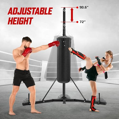 Yes4All Punching Bag Hanger, Stainless Steel Swivel Chain with 4 Snap Hooks for Heavy Bag, Gym Swing, Trapeze, and Hammock - color: Foldable Punching Bag Stand