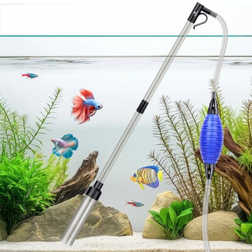 fishkeeper Quick Aquarium Siphon Pump Gravel Cleaner - 256GPH Adjustable Powerful Fish Tank Vacuum Gravel Cleaning Kit for Aquarium Water Changer, Sand Cleaner, Dirt Removal - size: Large