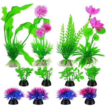 12 Pcs Fish Tank Plants, Aquarium Decorations, Plastic Aquarium Plants, Fish Tank Accessories, Betta Goldfish Tanks Accessories Fishs Bowl Ornaments