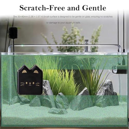 2 Pieces Cat Shape Aquarium Magnetic Brush - Double-Sided Algae Scraper for Glass Aquariums, Fish Tank Stain Cleaner, Mini Scrubber with Strong Magnetic and Scratch-Free (Pink Yellow)