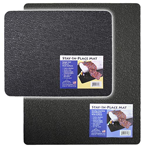 Stay-in-Place Machine Mats - 2 Piece Set - 11" x 14" & 15" x 18" - Sewing Machine and Serger Mats - Calms Vibration and Dampens Noise. Made in USA. - size: 2 pc Set - 11" x 14" & 15" x 18"