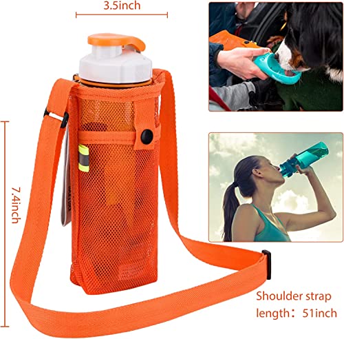 Tainehs Water Bottle Holder Carrier with Adjustable Shoulder Strap - Beach & Sports Bottle Bag for Hiking, Gym, Camping, Walking, Travel - color: Orange/Rose Pink