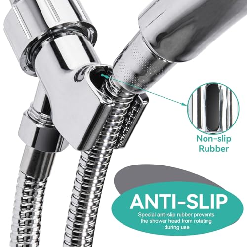 Adjustable Handheld Shower Head Holder- Brass Ball, Premium ABS Bracket- 360 Degree Rotatable Arm Mount and Hose Connector, Shower Adapter- Adjustable Shower Arm Mount, MAYYAYA (Silver) - color: Silver