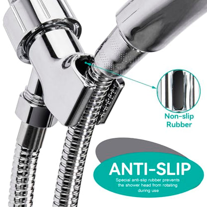 Adjustable Handheld Shower Head Holder- Brass Ball, Premium ABS Bracket- 360 Degree Rotatable Arm Mount and Hose Connector, Shower Adapter- Adjustable Shower Arm Mount, MAYYAYA (Silver) - color: Silver