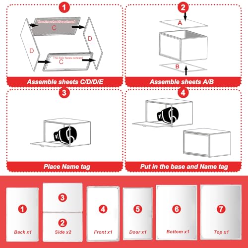 Clear Boxing Glove Display Case - Self-Assembly, UV-Protected With Black Base for Full Size Baseball and Boxing Gloves