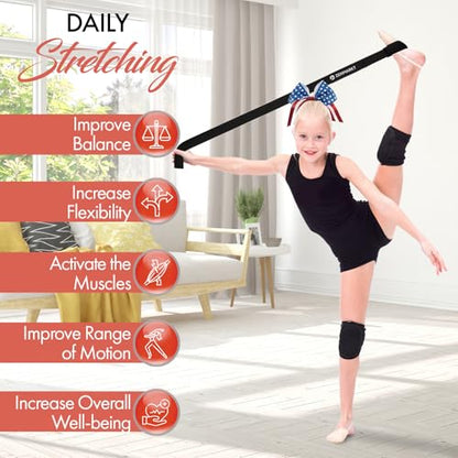 Cheer Stretching Strap for Flexibility Training and Stunt Practice | Durable Stretch Band to Improve Flexibility and Range of Motion, Essential Accessory for Cheerleaders - color: Black