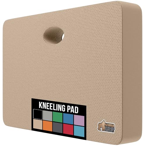 GORILLA GRIP® Extra Thick Supportive Foam Kneeling Pad, Large Cushion Heavy Duty Knee Pads for Gardening, Baby Bath Time, Dirt and Water Resistant, Workout and Garden Supplies, 17.5x11, Beige - color: Beige