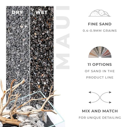 UNS Controsand - Maui, 8L - Natural Freshwater 0.4-0.9mm Black Sand for Aquascaping Planted Tanks - Aquarium, Terrarium, Paludarium Substrate for Betta, Shrimp, Fish, Jumping Spider, Turtle - size: 8L