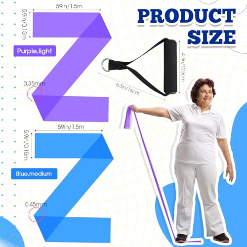 2 Pcs Resistance Band with Handles for Seniors - color: Blue, Purple