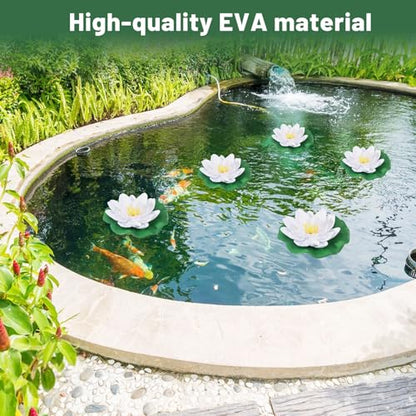 15 Pcs Floating Foam Lotus Flowers with Lily Pads Realistic Lily Pads Pond Plants Ornaments for Pool Aquarium Garden Decoration